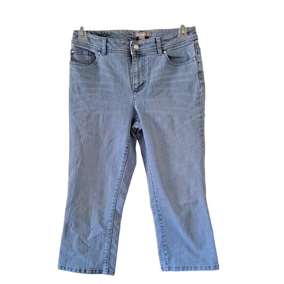 Chico's Light Wash Crop Jeans Pant w Pocket Embroidery - Chico's Size 1 (US 8) - Picture 1 of 6